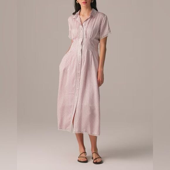 NWT J CREW Wren lace-trim shirt-dress in glossy twill - Picture 4 of 8